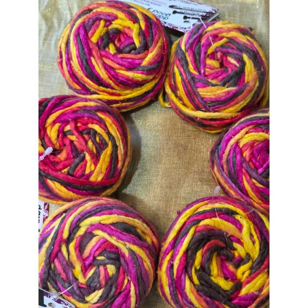 Darn Good Yarn Recycled Silk Super Bulky Catskill Fireworks 6 Cakes 300yd Total